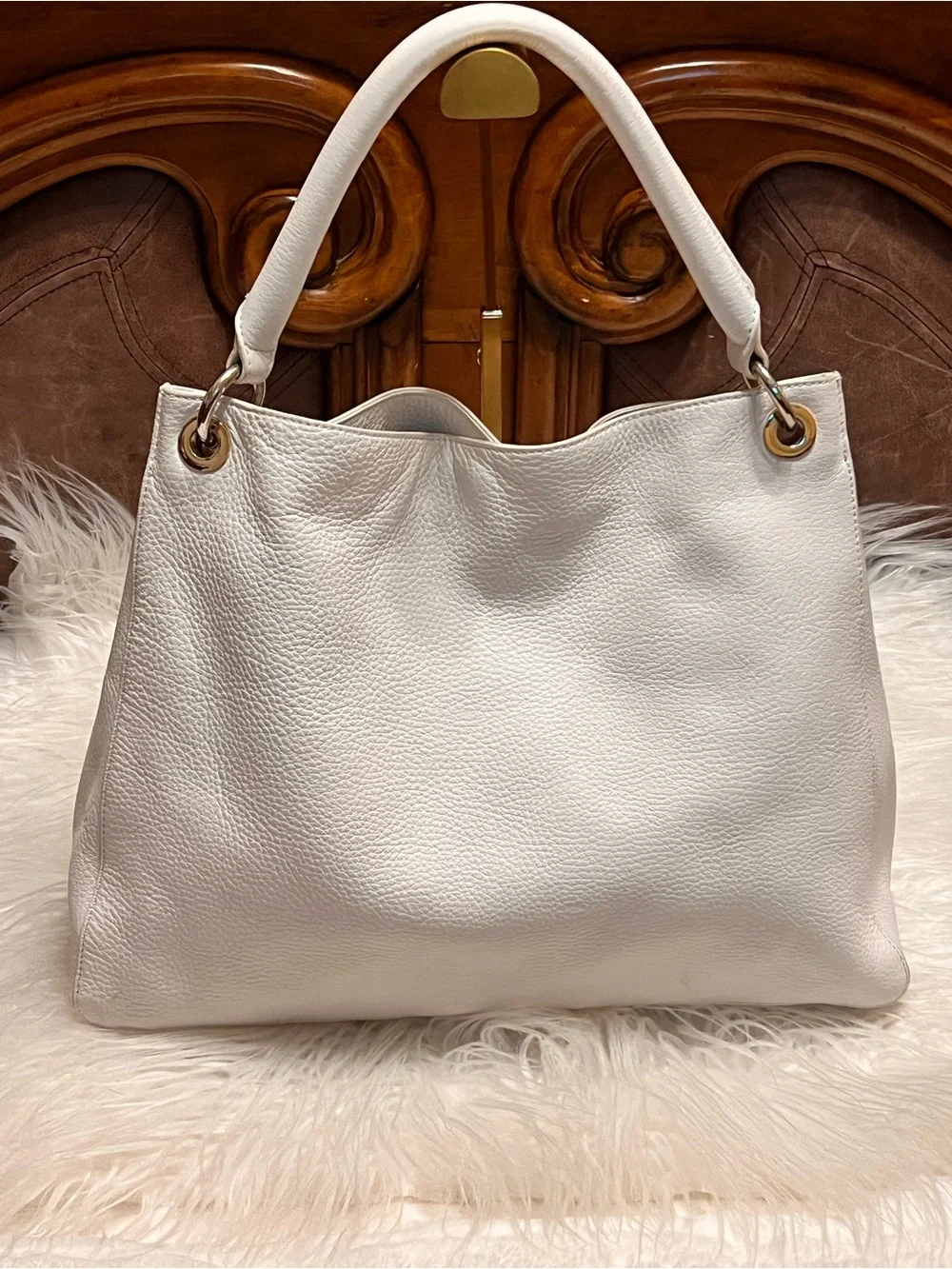 Mark & Graham ivory Pebbled Leather Hobo Bag